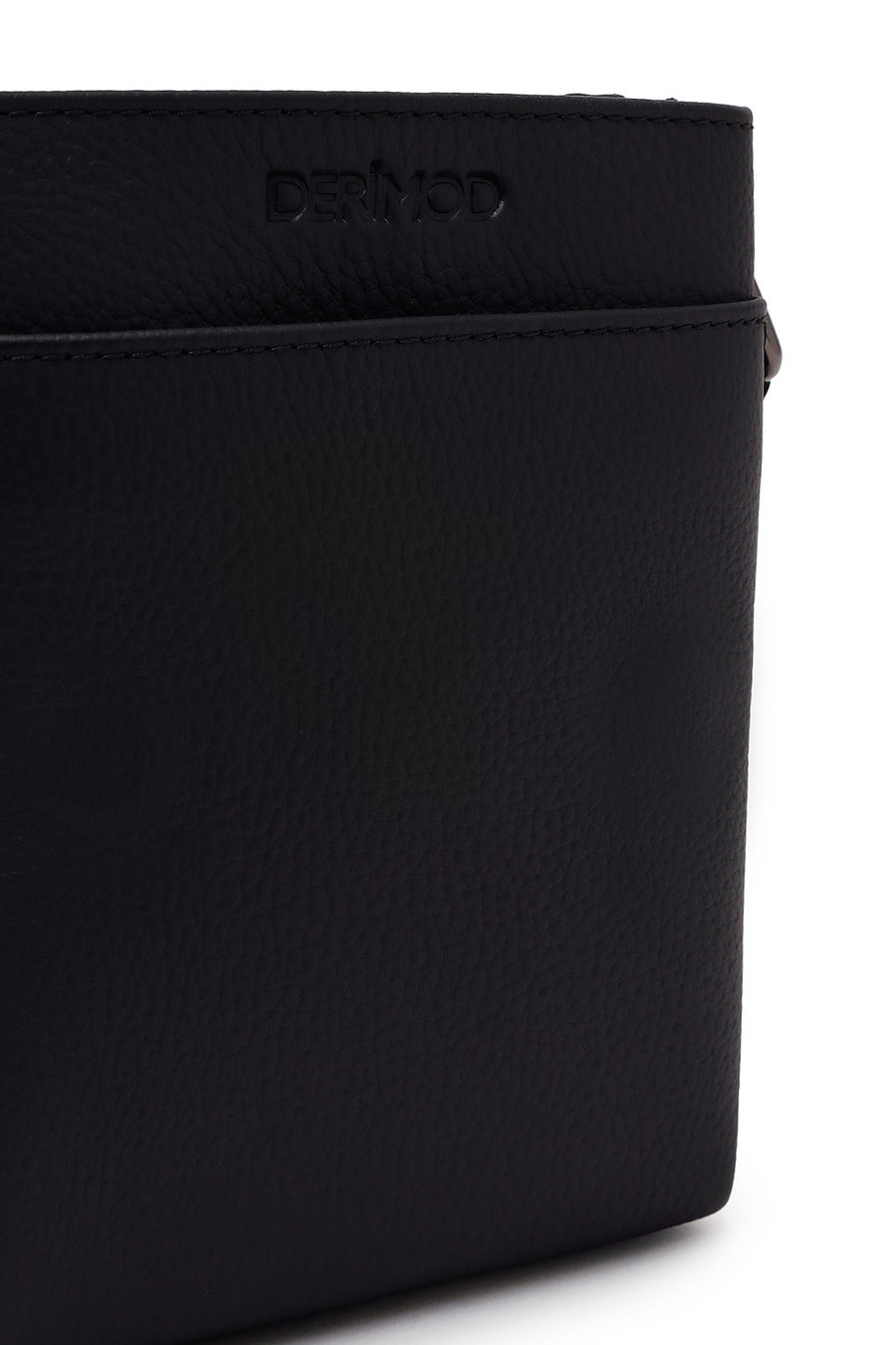 Male Black Long-Strap Leather Messenger Bag