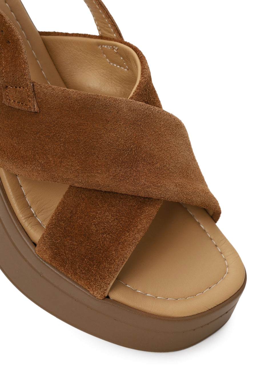Woman Tan Thick-Soled Suede Sandal