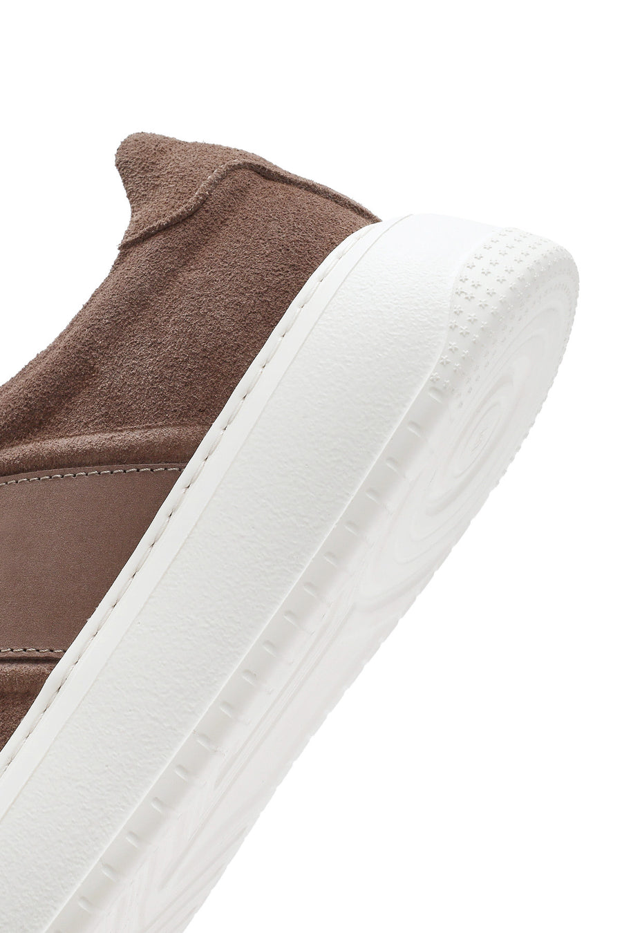 Men's Beige Lace-Up Thick-Sole Suede Leather Sneakers