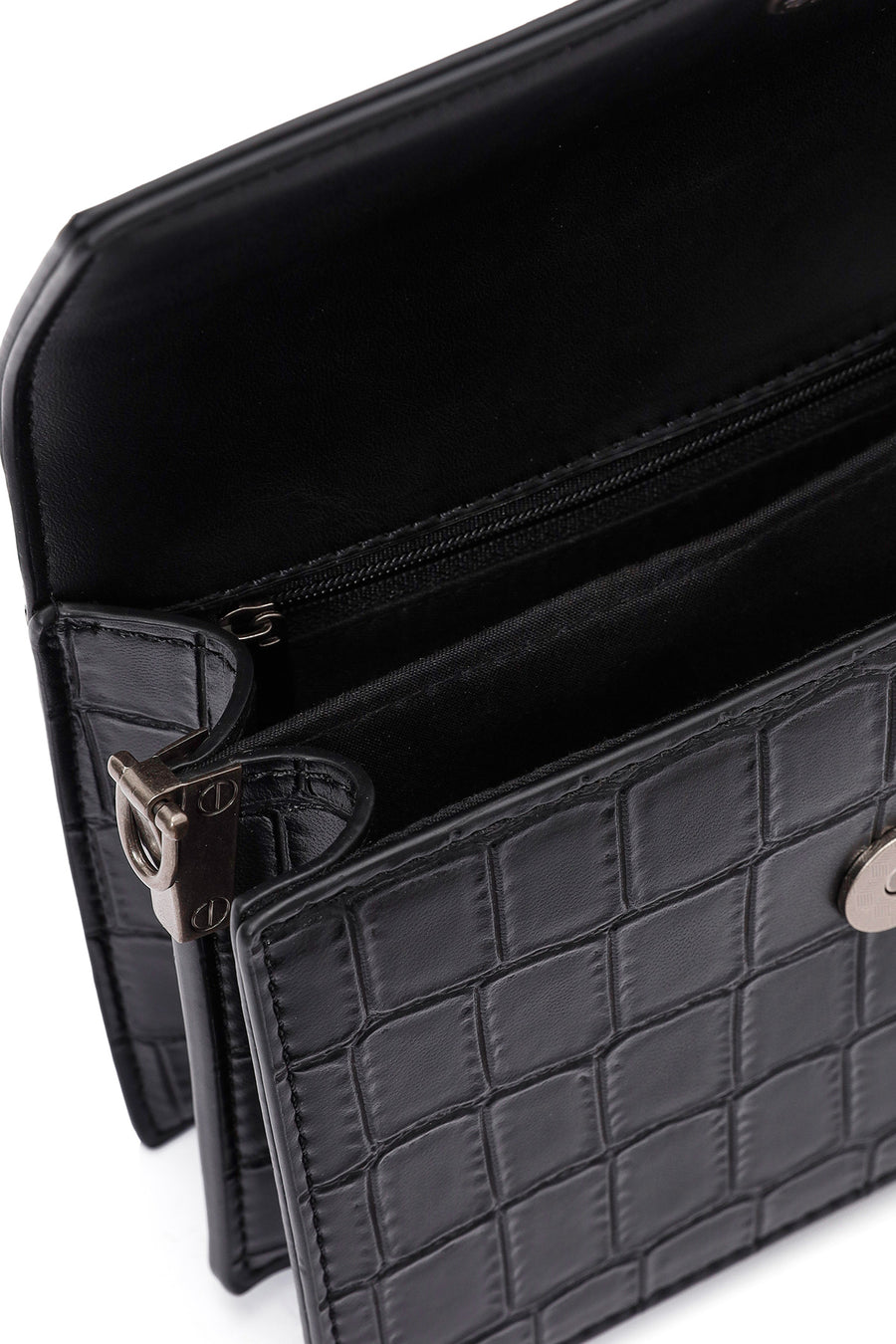 Women's Black Long Strap Chain Detailed Mini Handbag