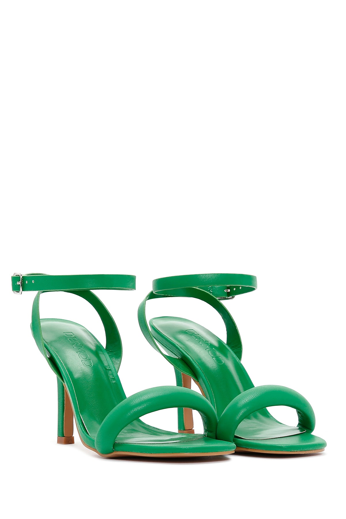 Kadın Yeşil Bilekten Bantlı İnce Topuklu Sandalet