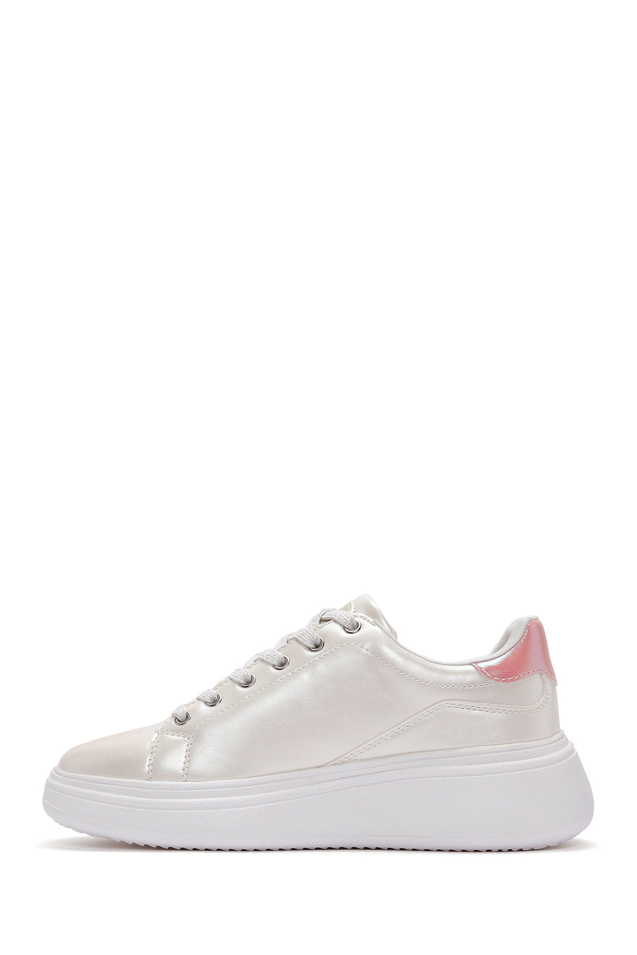Kadın Beyaz Bağcıklı Kalın Tabanlı Sneaker