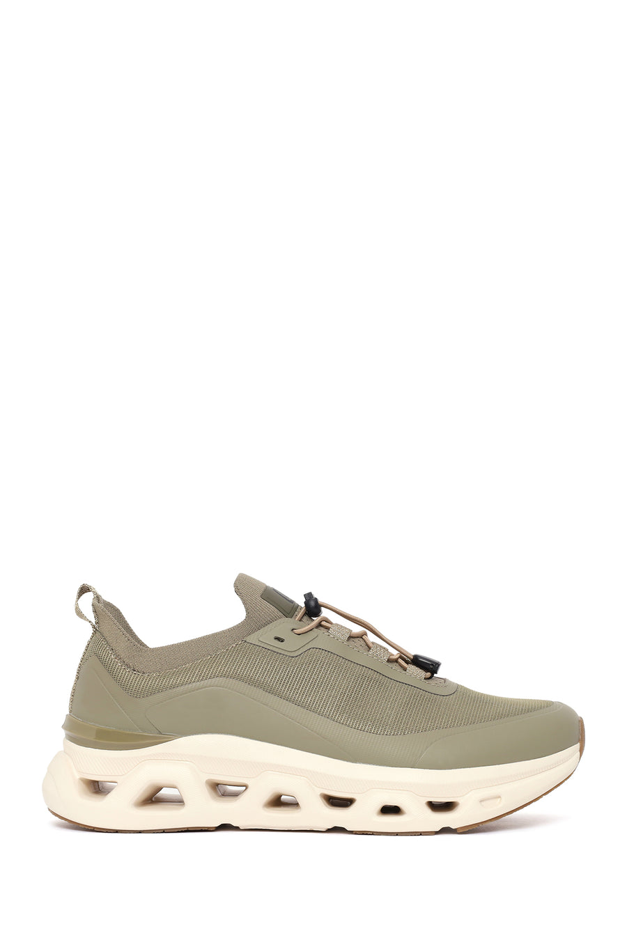Derimod Zero Male Khaki Thick-Soled Lace-Up Fabric Sneakers 26SFD69946F | Derimod
