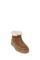 Woman Tan Zip Closure Chunky Sole Suede Teddy Boots | Derimod