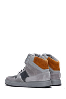 Men's Gray Leather High Top Sneaker | Derimod