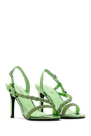 Women's Green Stone Thin Heel Sandals | Derimod