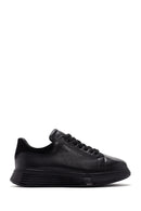 Men's Black Lace-up Thick-Sole Leather Sneaker | Derimod