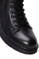 Men's Black Leather Zippered Casual Boots | Derimod