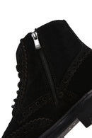 Men's Black Suede Leather Zippered Boots | Derimod