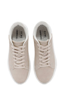 ACBC x Derimod Men's Beige Lace-Up Suede Sneakers | Derimod