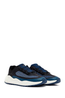 ACBC x Derimod Men's Navy Blue Lace-Up Thick-Sole Fabric Sneakers | Derimod