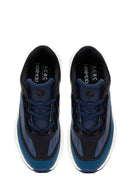 ACBC x Derimod Men's Navy Blue Lace-Up Thick-Sole Fabric Sneakers | Derimod