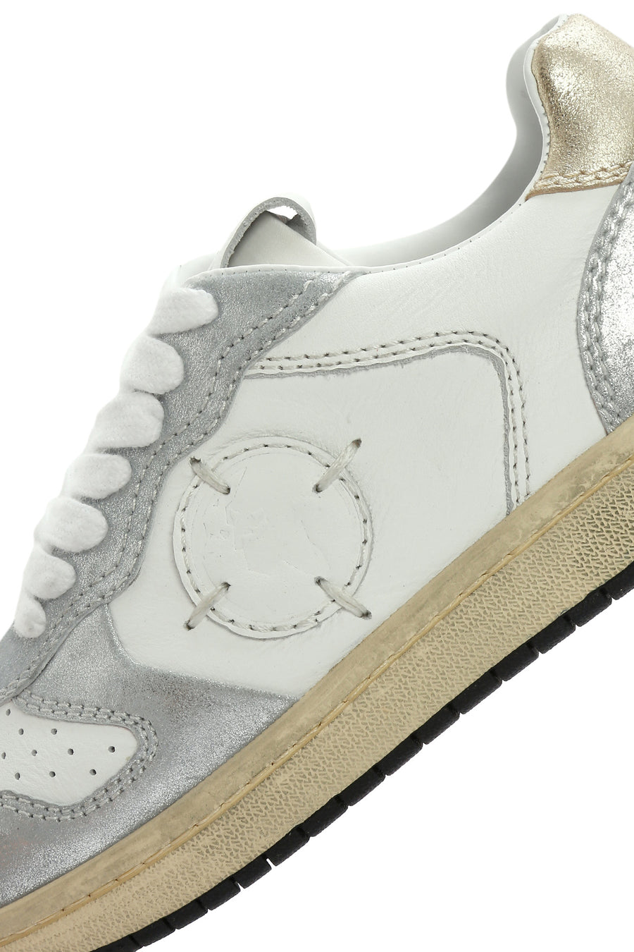ACBC x DERİMOD Kadın Gümüş Bağcıklı Simli Deri Sneaker