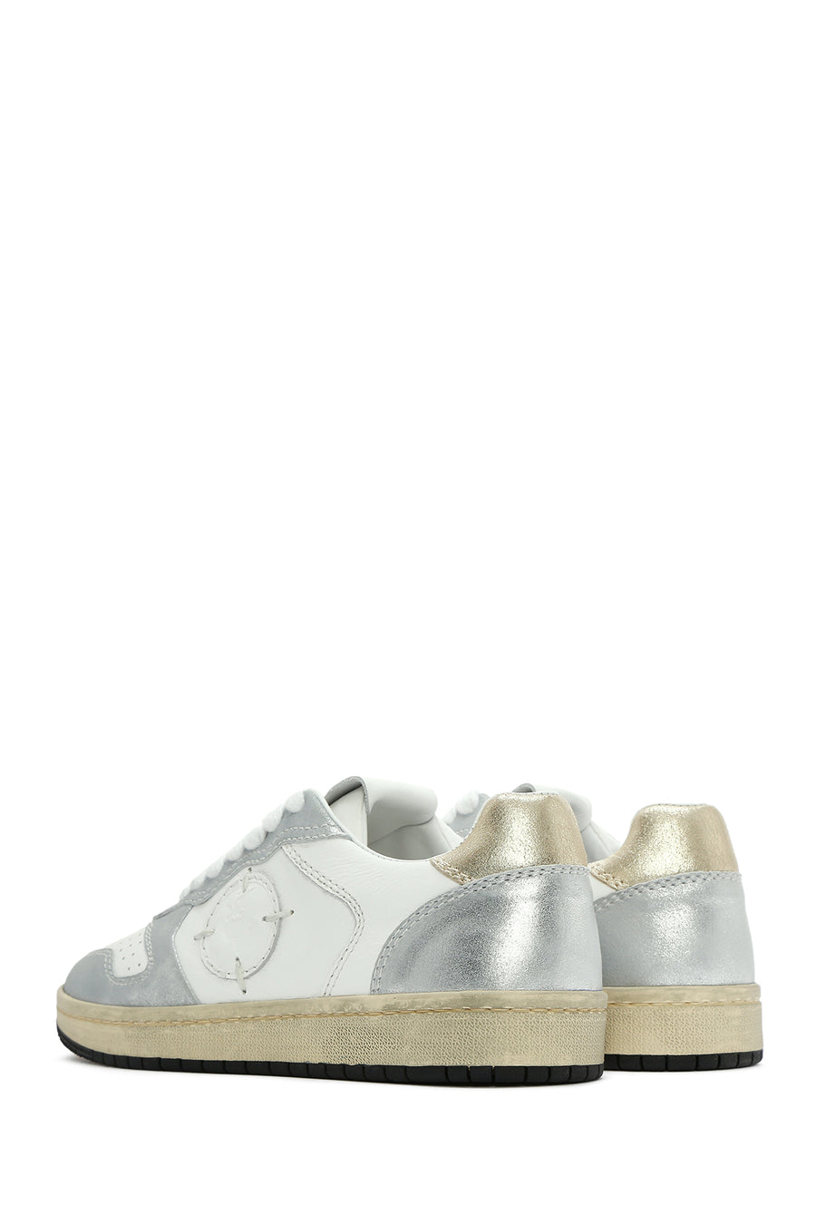 ACBC x DERİMOD Kadın Gümüş Bağcıklı Simli Deri Sneaker