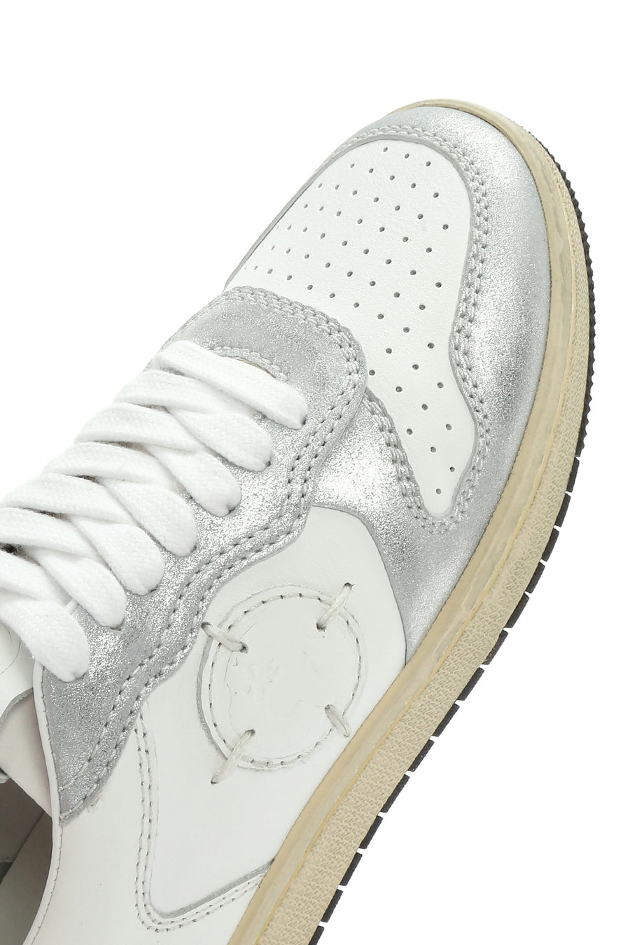 ACBC x DERİMOD Kadın Gümüş Bağcıklı Simli Deri Sneaker