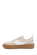 ACBC x Derimod Women's Beige Lace-Up Suede Sneakers | Derimod