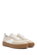 ACBC x Derimod Women's Beige Lace-Up Suede Sneakers | Derimod