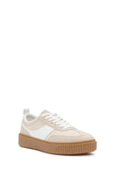 ACBC x Derimod Women's Beige Lace-Up Suede Sneakers | Derimod