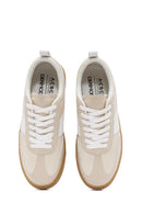 ACBC x Derimod Women's Beige Lace-Up Suede Sneakers | Derimod
