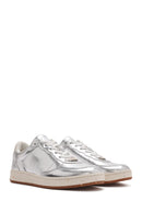 ACBC x Derimod Women's Grey Metallic Lace-Up Sneakers | Derimod
