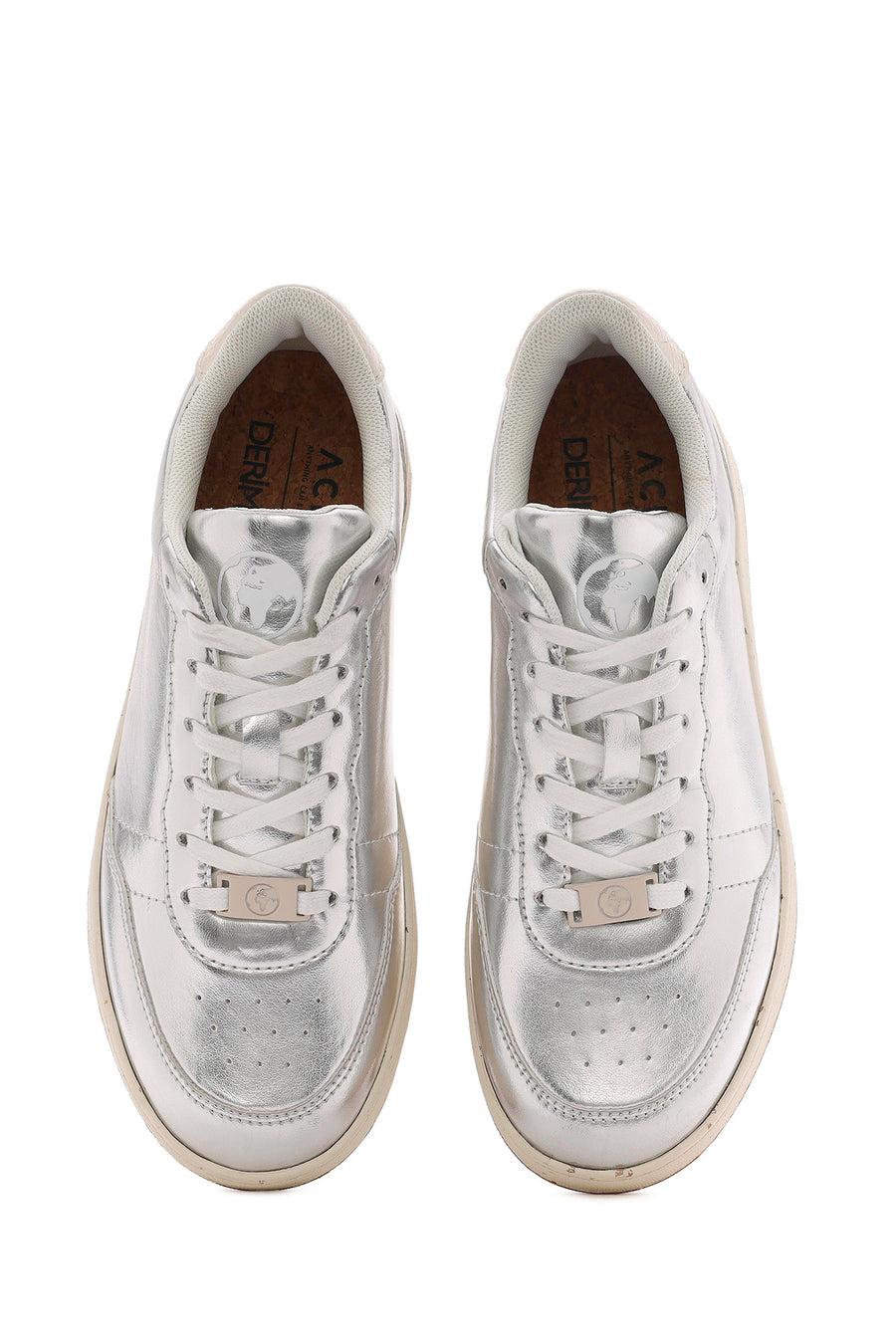 ACBC x Derimod Women's Grey Metallic Lace-Up Sneakers