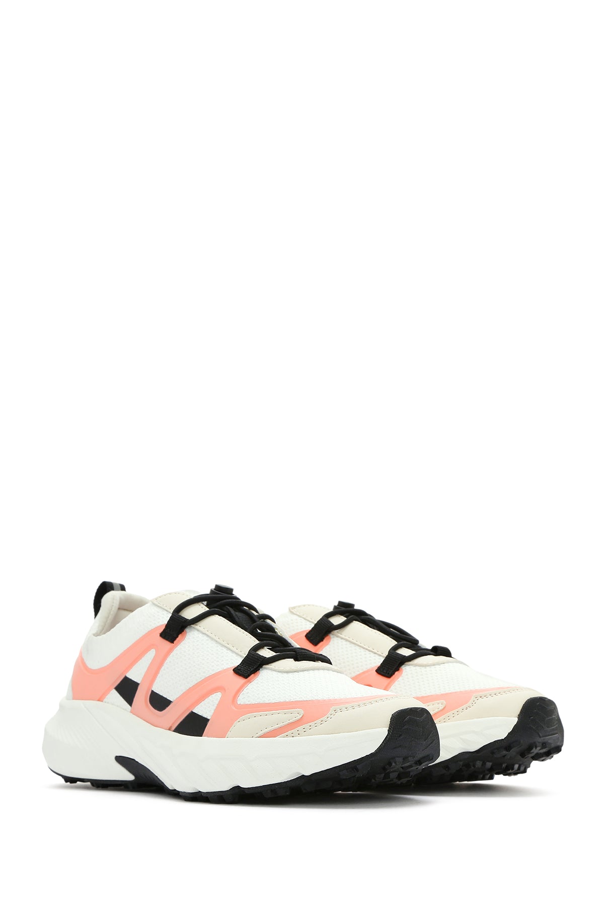 ACBC x DERİMOD Kadın Bej Bağcıklı Kalın Tabanlı Kumaş Sneaker