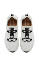 ACBC x DERİMOD Women's White Laced Thick Soled Fabric Sneaker | Derimod