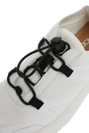 ACBC x DERİMOD Women's White Laced Thick Soled Fabric Sneaker | Derimod