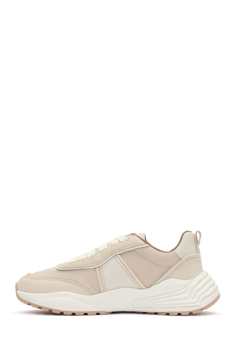 ACBC x DERİMOD Women's Beige Thick-Soled Lace-Up Fabric Sneaker