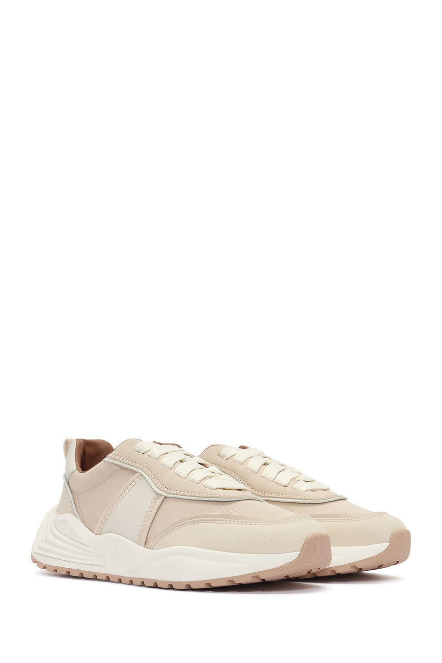 ACBC x DERİMOD Women's Beige Thick-Soled Lace-Up Fabric Sneaker