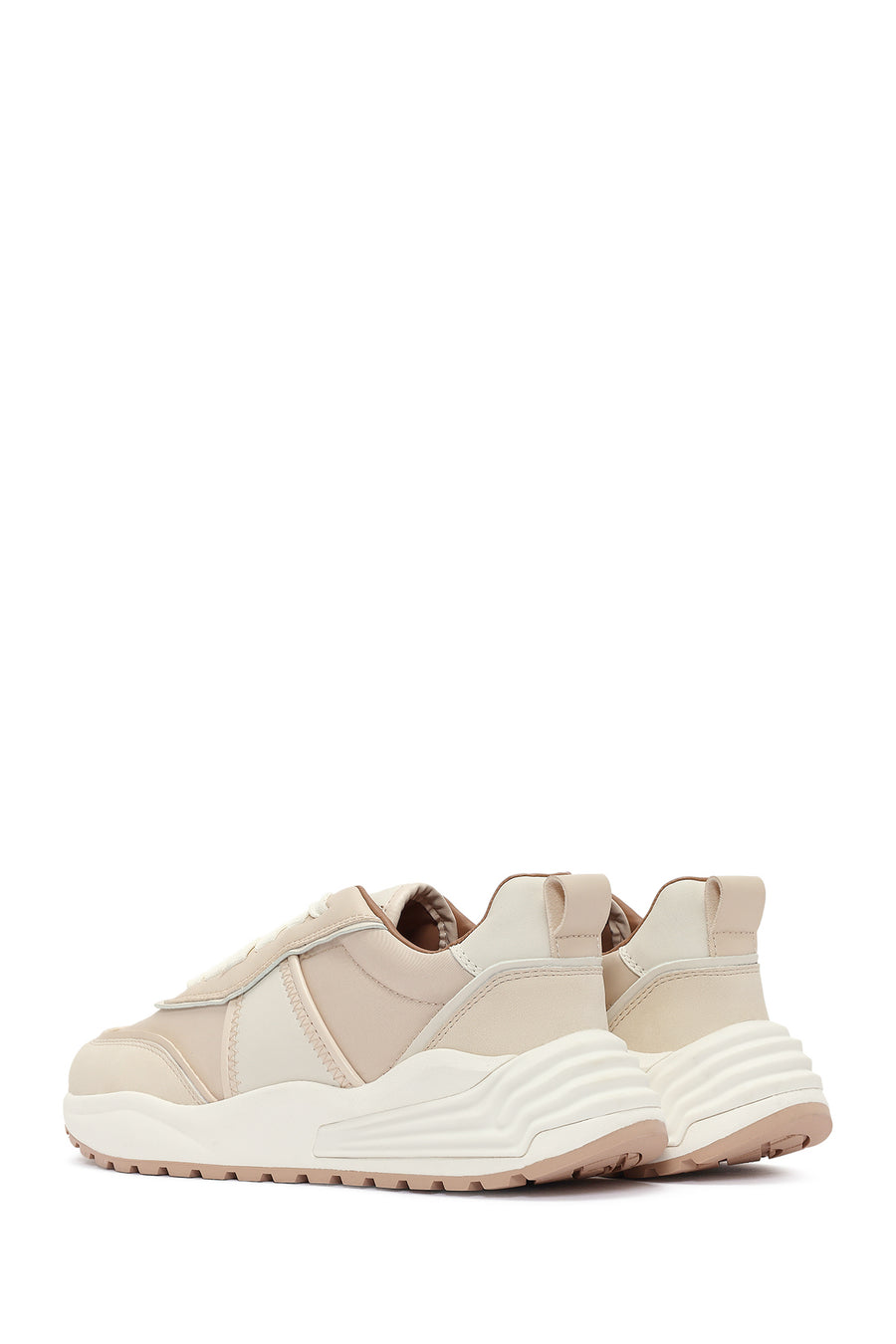 ACBC x DERİMOD Women's Beige Thick-Soled Lace-Up Fabric Sneaker