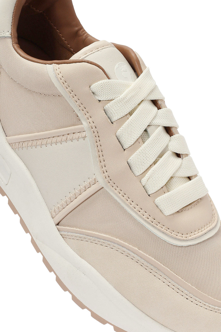 ACBC x DERİMOD Women's Beige Thick-Soled Lace-Up Fabric Sneaker