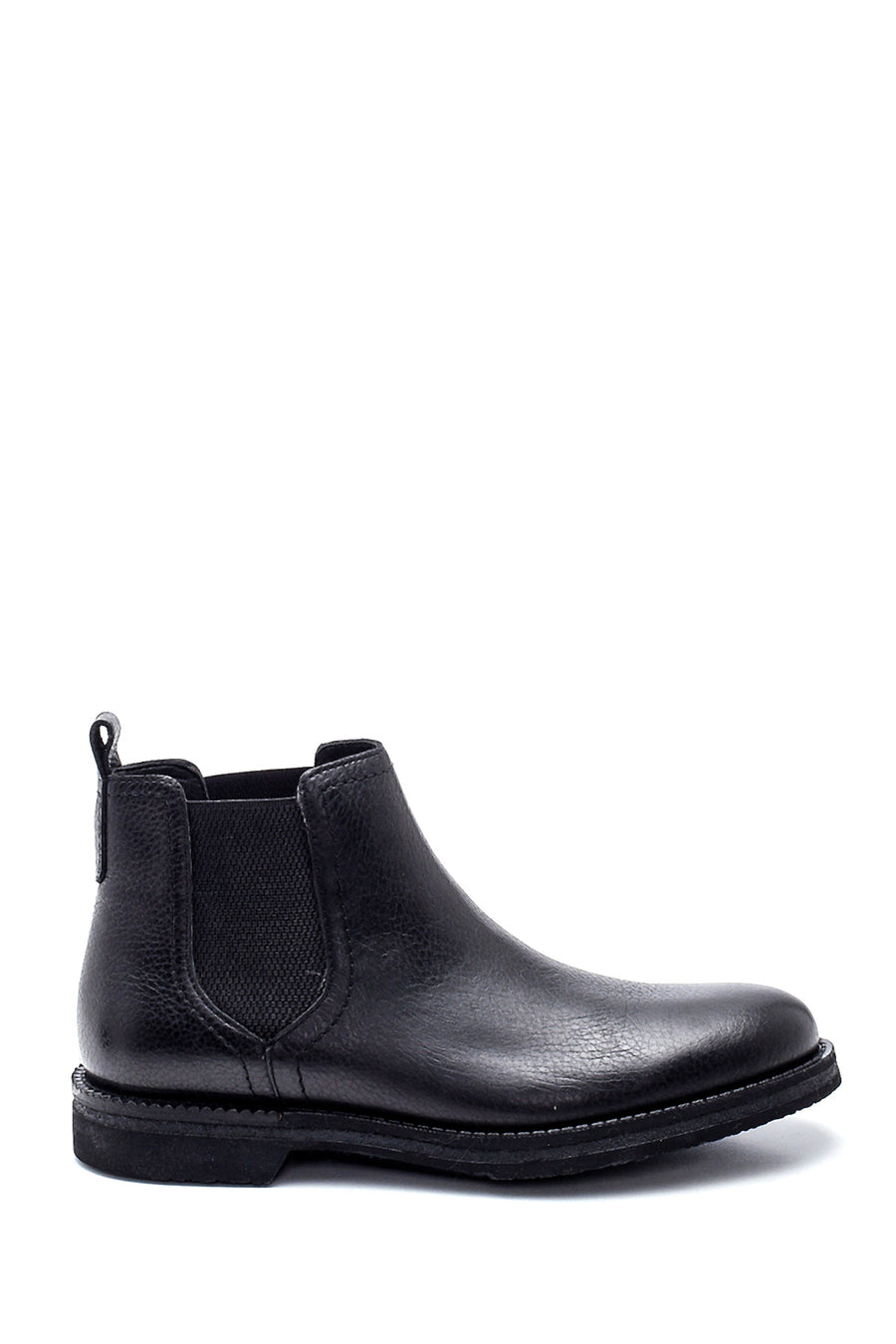 Men's Black Leather Chelsea Flat Boots 22WFD6209FT | Derimod