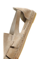 Women's Gray Suede Leather Espadrille | Derimod