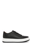 Men's Black Lace-up Thick-Sole Leather Sneaker | Derimod