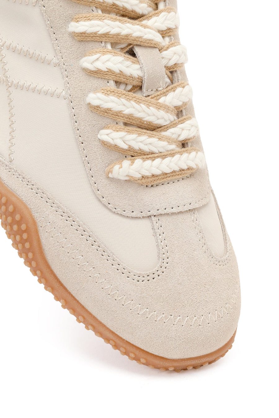 Women's Cream Lace-Up Leather Sneakers