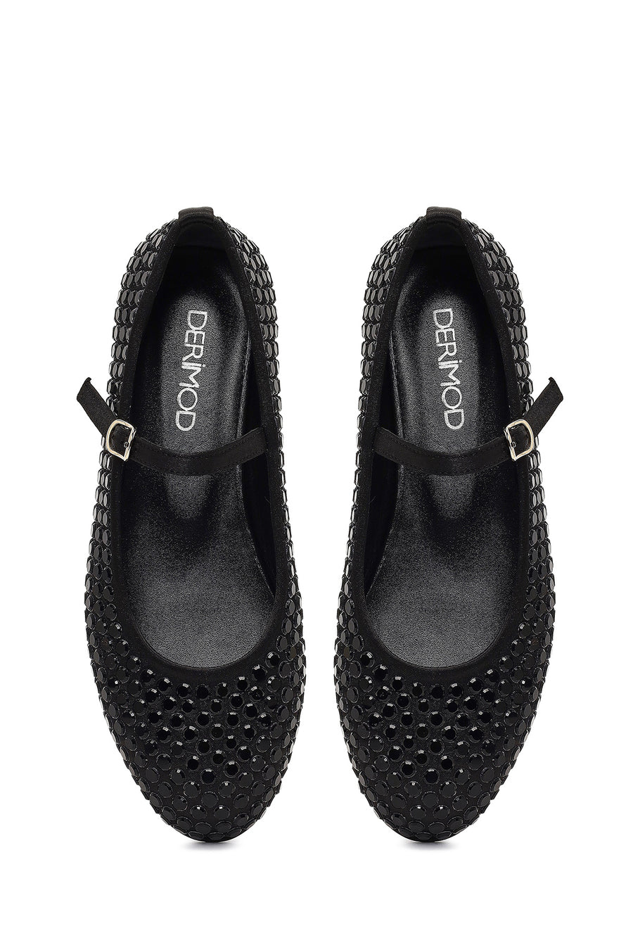 Women's Black Stone Leather Ballet Flats