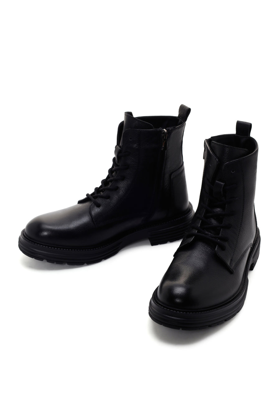 Men's Black Zippered Casual Leather Boots