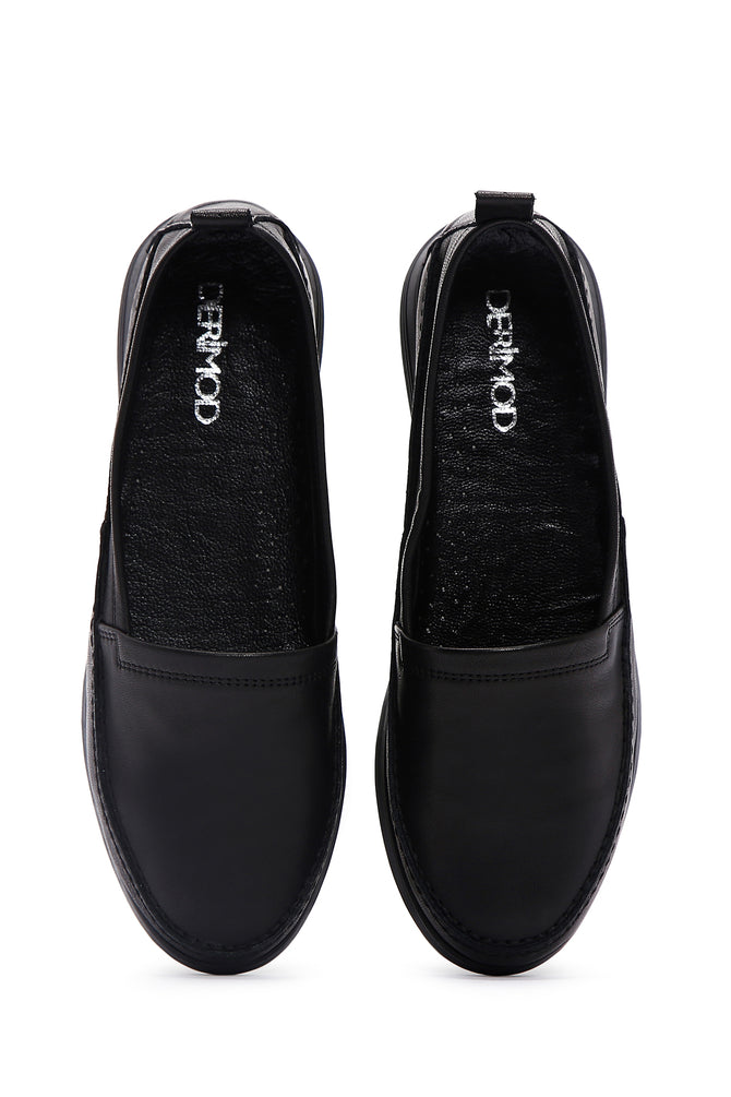 Kadın Siyah Deri Comfort Loafer_5