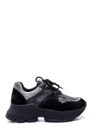 Women's Leather Suede Detail Sneaker | Derimod