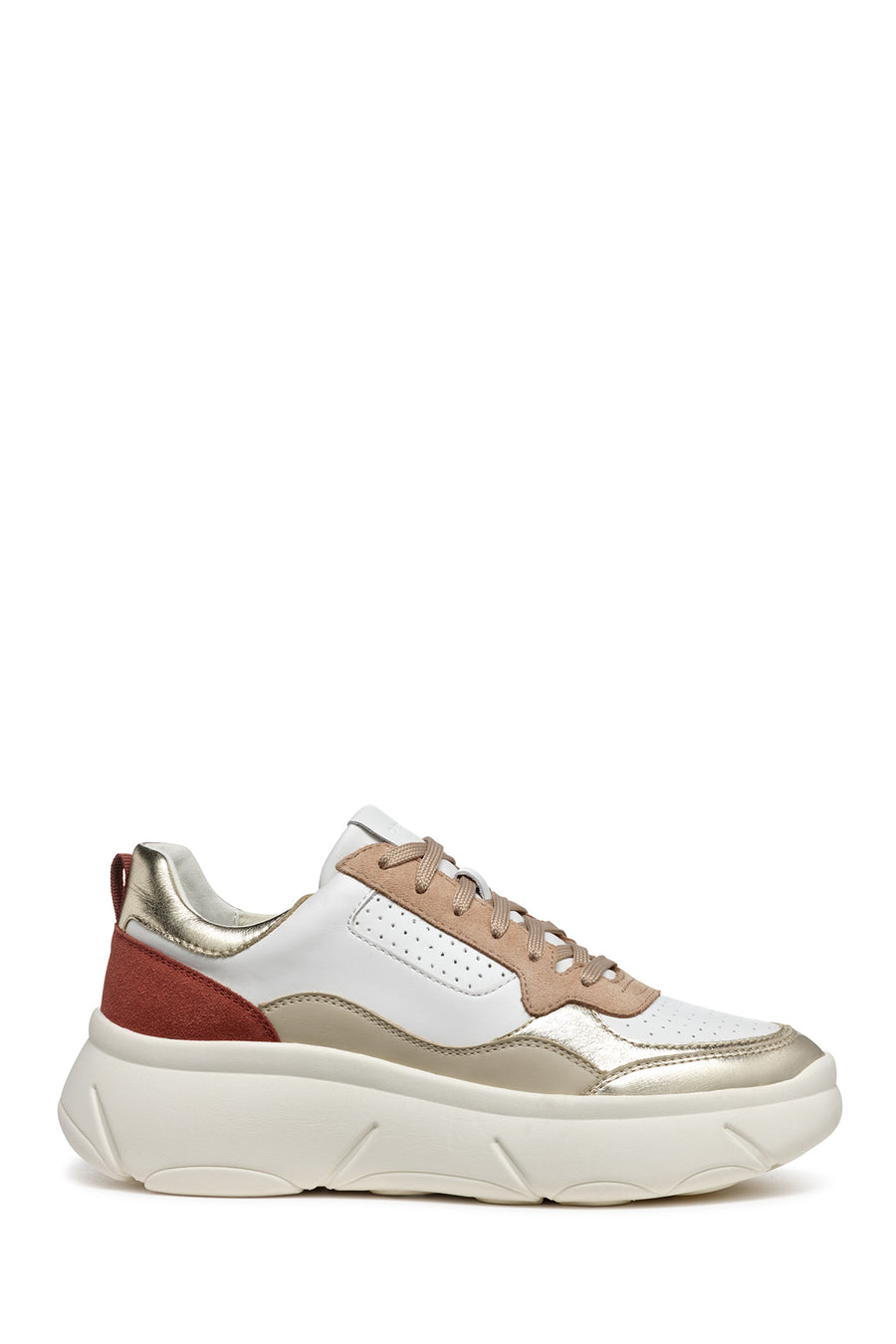 Geox Kadın Beyaz Nebula 2.0 X Bağcıklı Kalın Taban Deri Sneaker D45NHB085CFC1327 | Derimod