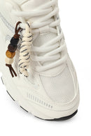 Woman White Lace-Up Thick-Soled Charm Sneaker | Derimod