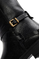 Women's Black Buckle Detailed Leather Boots | Derimod