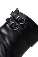 Women's Black Buckle Heeled Leather Classic Boots | Derimod