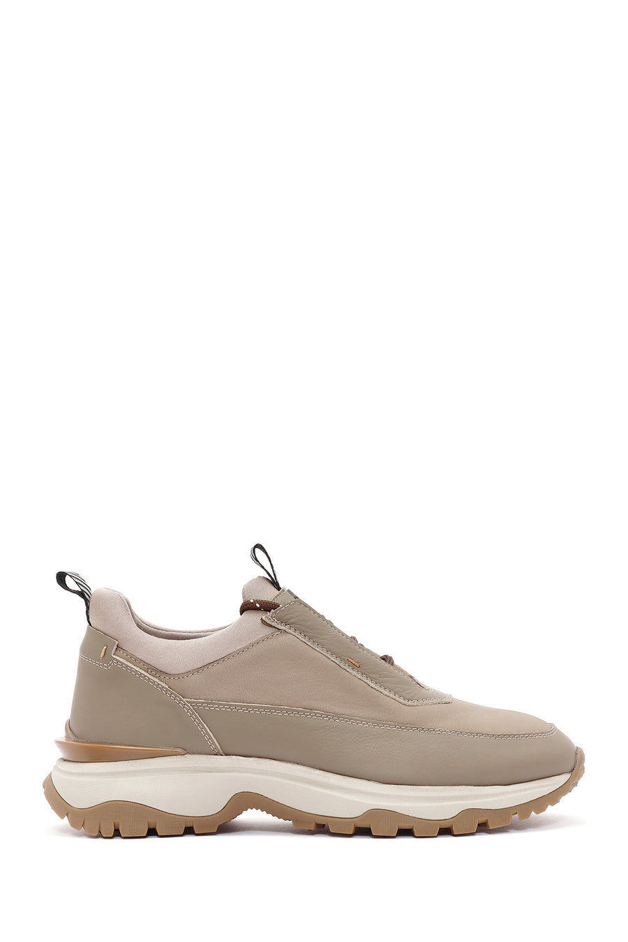 Erkek Vizon Bağcıklı Nubuk Deri Sneaker 24WFD6505V3 | Derimod