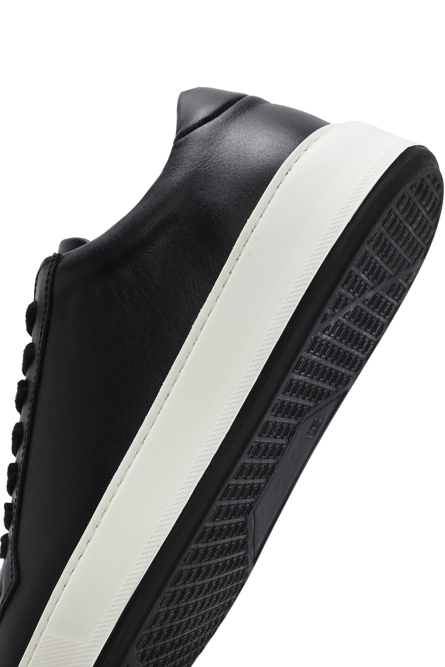 Men's Black Thick Sole Lace Up Leather Sneaker