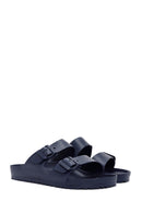 Birkenstock Men's Navy Blue Arizona Eva Double Buckle Slippers | Derimod