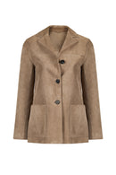 Luna Woman Beige Blazer Suede Jacket | Derimod