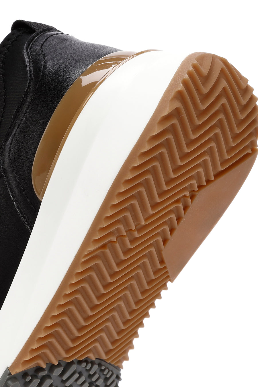 Men's Black Lace-Up Thick-Soled Leather Casual Sneakers