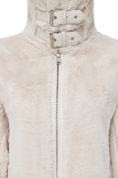 Sevilla Women's Beige Teddy Coat | Derimod